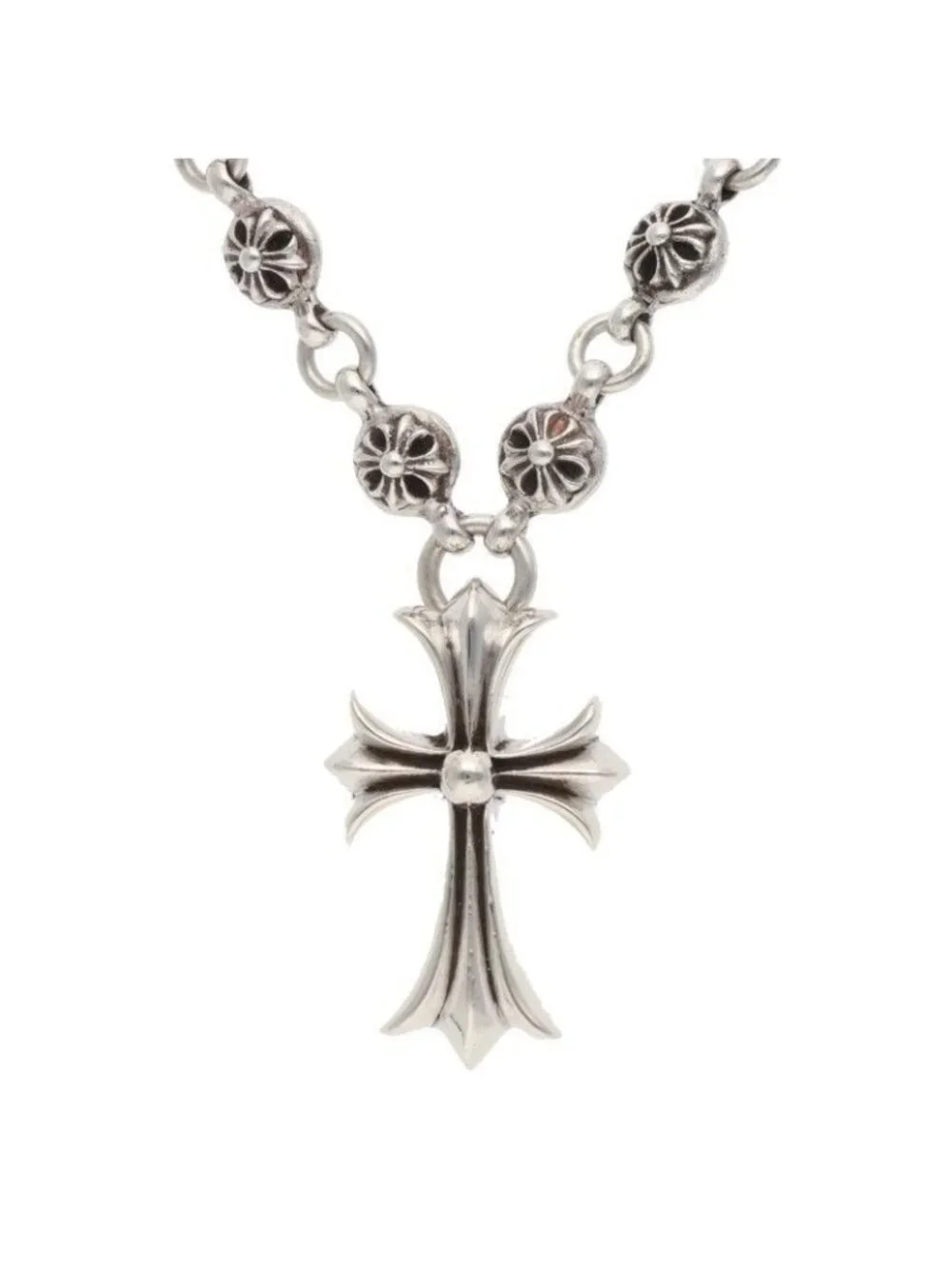 Chrome Hearts 1 CH Cross Ball Chain Small CH Silver Necklace